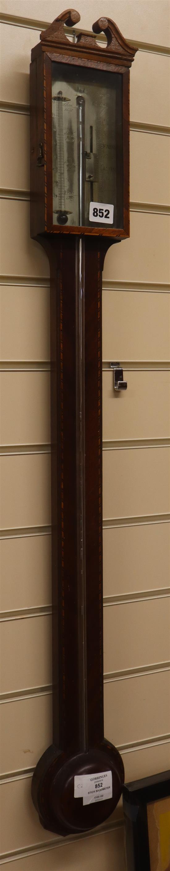 A Georgian stick barometer H.95cm